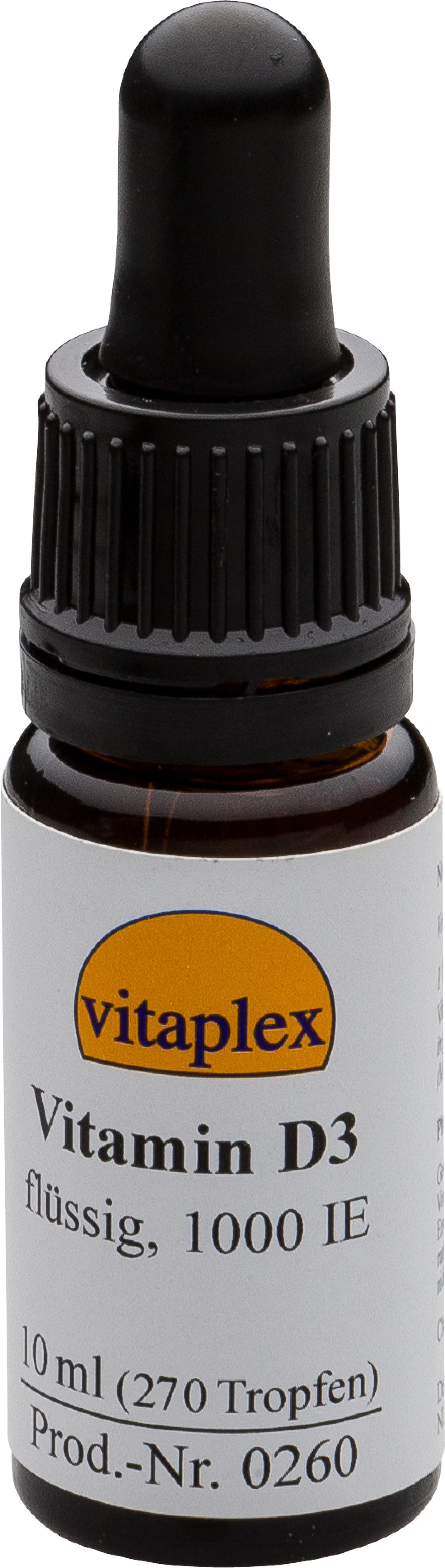 Image of Vitamin D3 liquid, 1000 IE (10 ml, ca. 270 drops) - Vitaplex 8719322082602