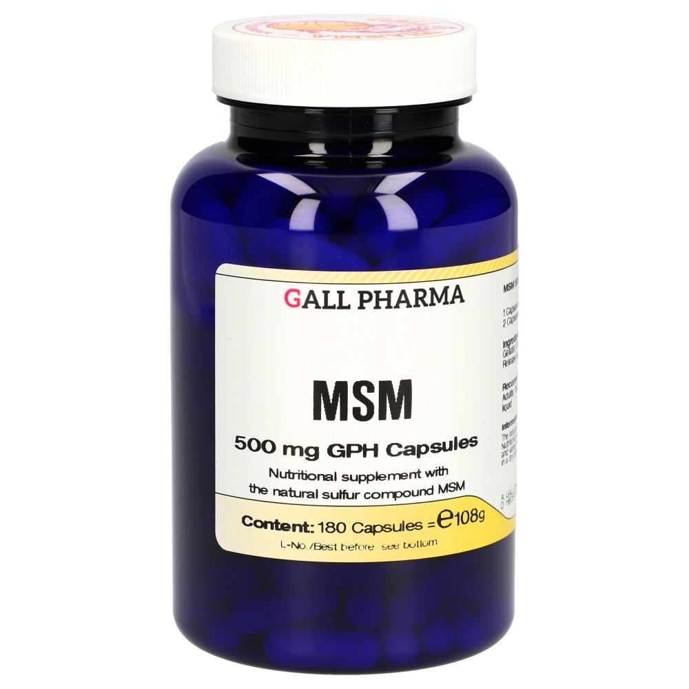 Image of MSM 500 mg GPH Capsules (180 Capsules) - Gall Pharma GmbH 0900812006145