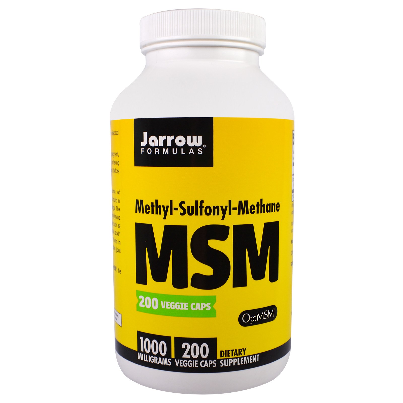 Image of MSM Methyl-Sulfonyl-Methane 1000 mg (200 Veggie Caps) - Jarrow Formulas 0790011190134