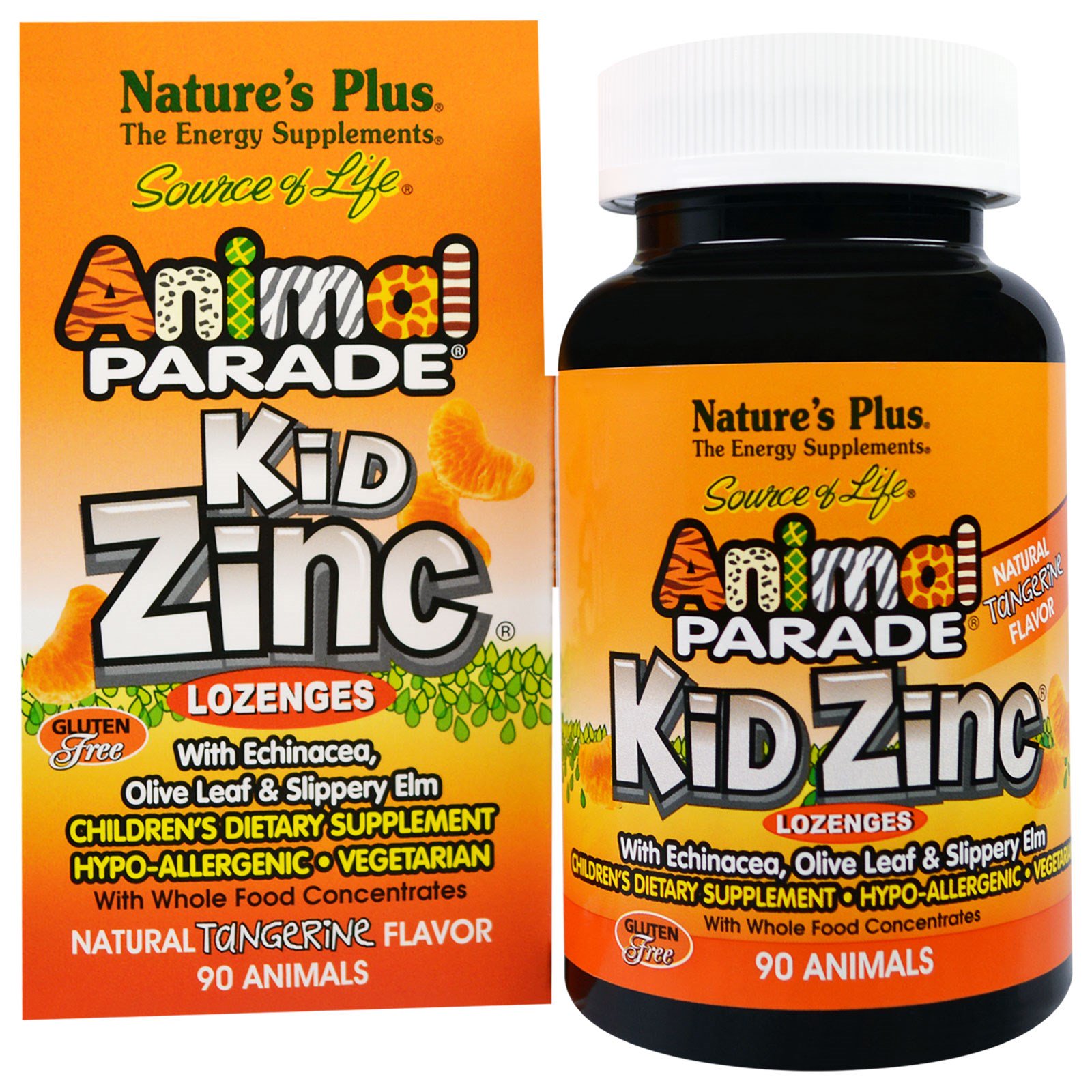 Image of Kid Zinc Lozenges, Natural Tangerine Flavor (90 Animals) - Nature&apos;s Plus 0097467299641