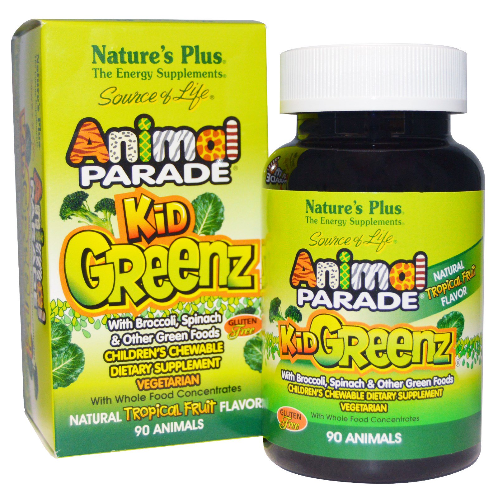 Image of Kid Greenz, Natural Tropical Fruit Flavor (90 Animals) - Nature&apos;s Plus 0097467299689