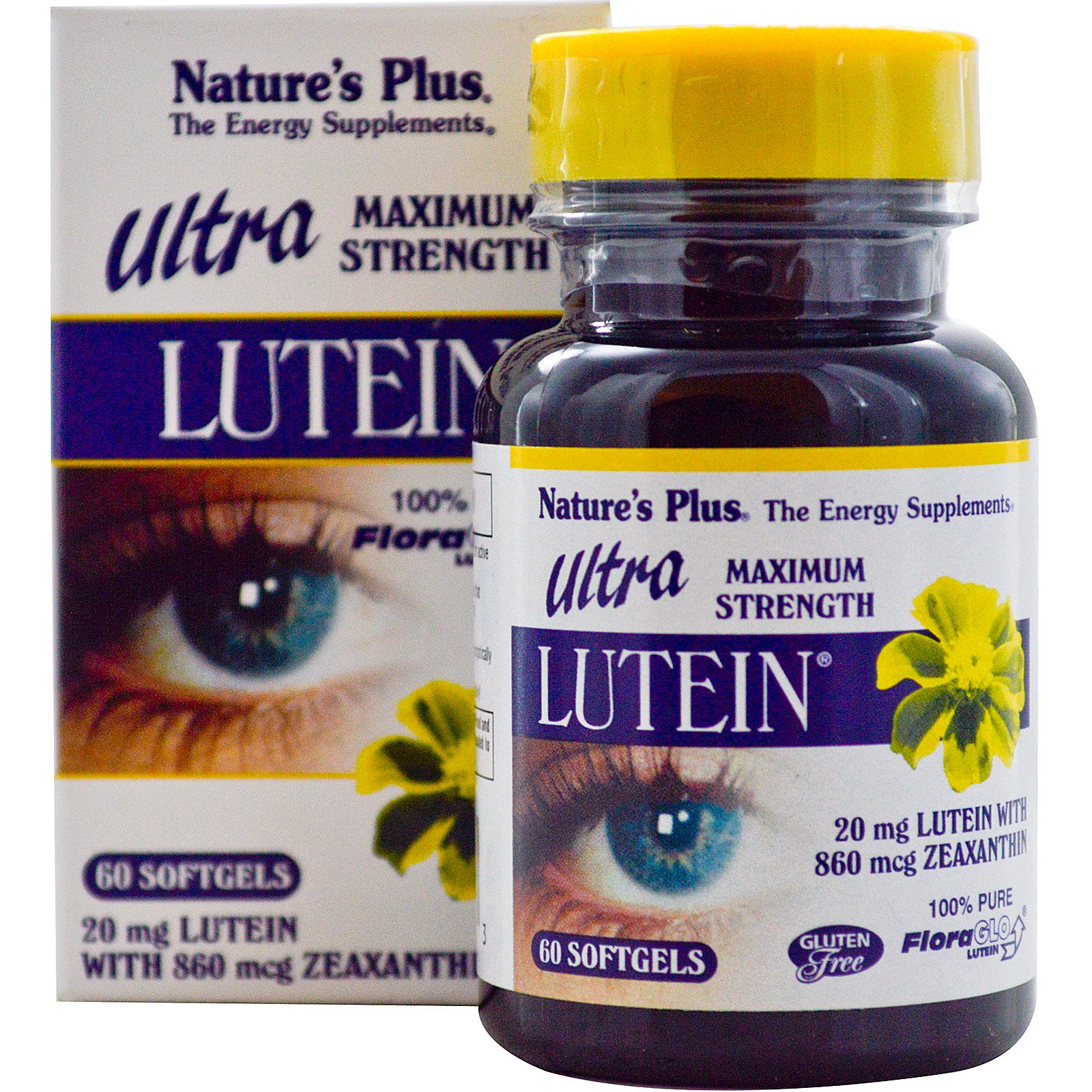 Image of Ultra Lutein, Maximum Strength, 20 mg (60 Softgels) - Nature&apos;s Plus 0097467492653