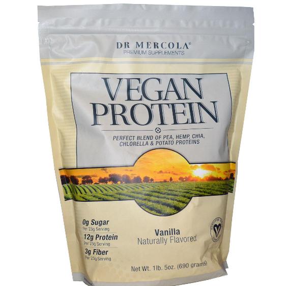 Image of Dr. Mercola, Proteina vegana vaniglia, 1 lb 5 oz (690 g) 0813006015356