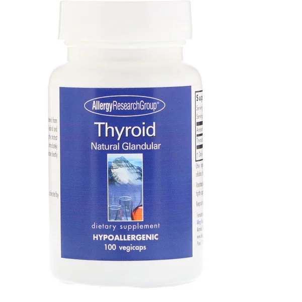 Image of Thyroid Natural Glandular 100 Vegetarian Capsules - Allergy Research Group 0713947818149