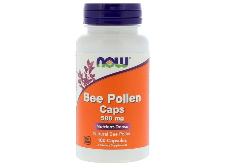 Image of Bee Pollen Caps 500 mg (100 Capsules) - Now Foods 0733739025203