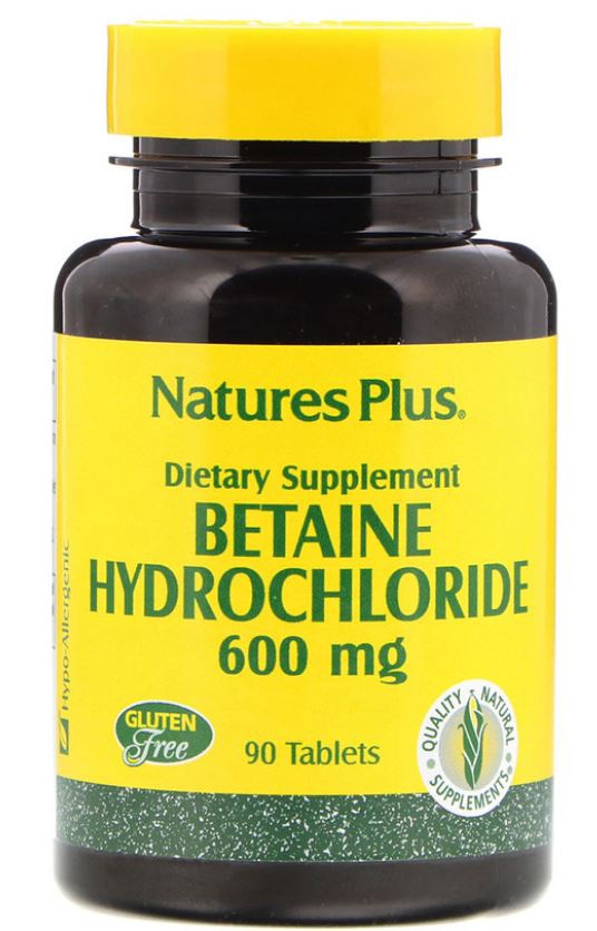 Image of Betaine Hydrochloride - 600 mg (90 Tablets) - Nature&apos;s Plus 0097467043701