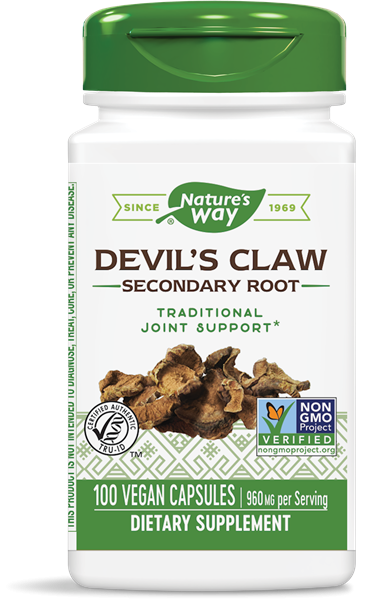 Image of Nature&apos;s Way, Devil&apos;s Claw Secondary Root, 480 mg, 100 Capsules 0033674123508