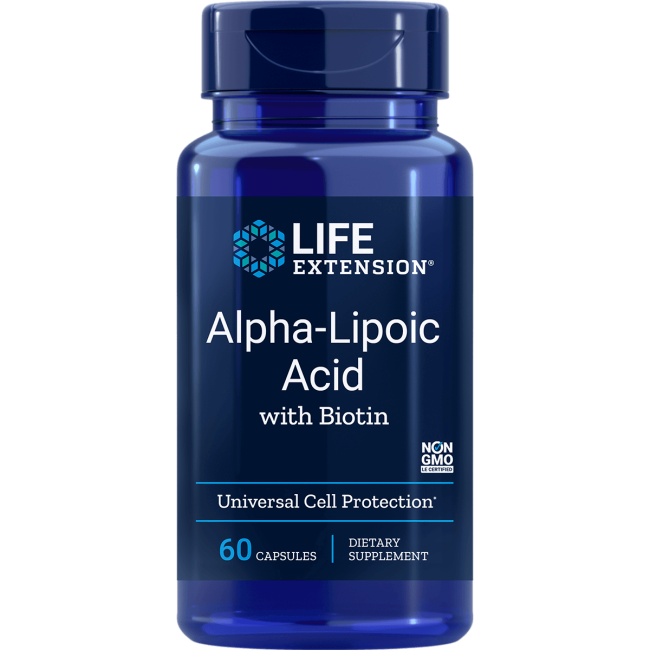 Image of Super Alpha-Acido Lipoico Con Biotina 250 Mg - 60 Capsule - Life Extension 0737870457060