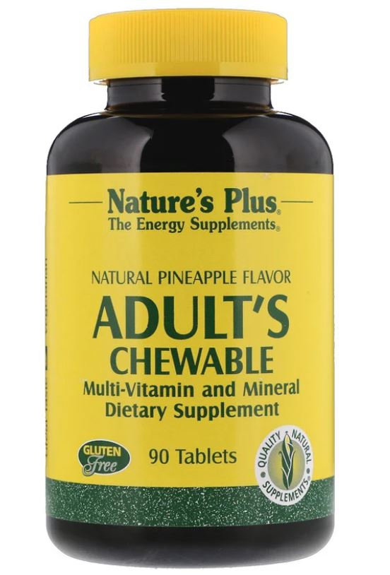 Image of Adult&apos;s Chewable Multi-Vitamin and Mineral - Natural Pineapple Flavor (90 Tablets) - Nature&apos;s Plus 0097467030879