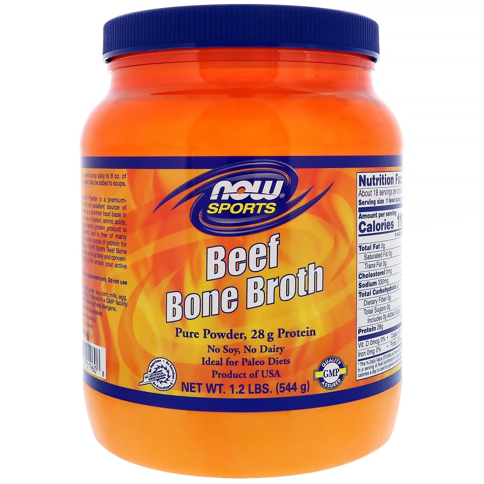 Image of Beef Bone Broth (544 gram) - Now Foods 0733739019608