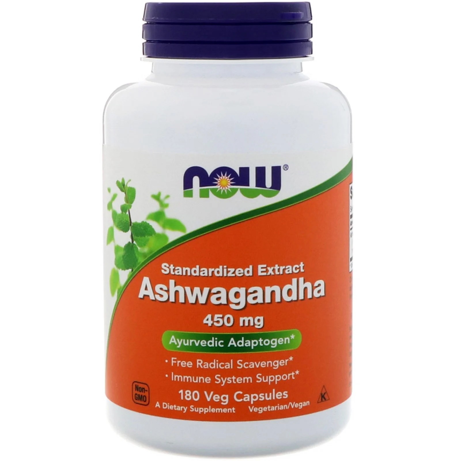 Image of Ashwagandha- 450 mg (180 Vegetarian Capsules) - Now Foods 0733739045935