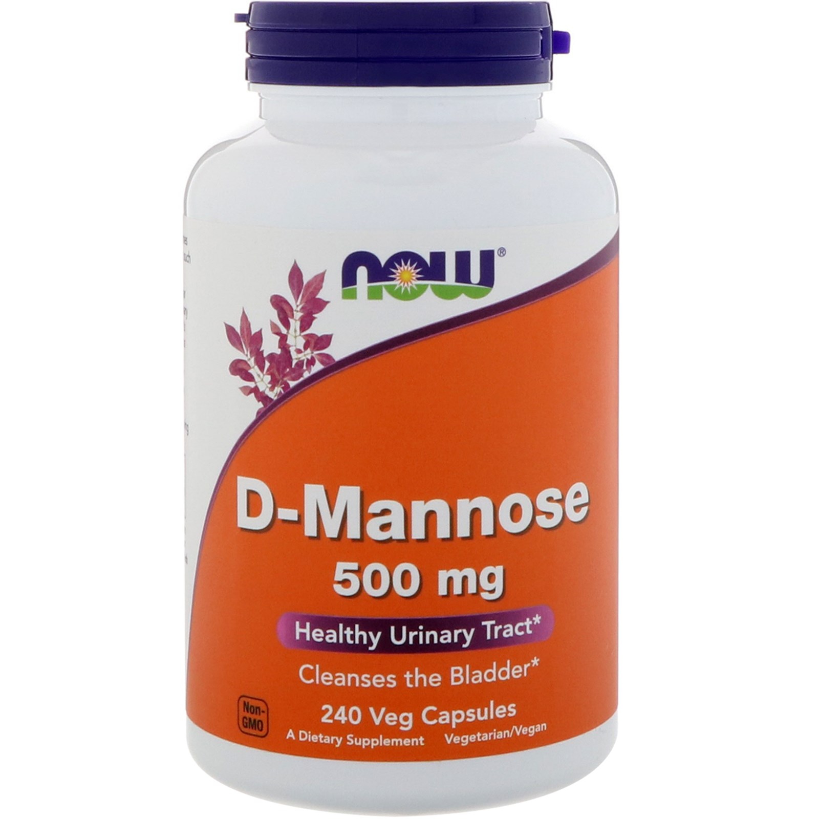 Image of D-Mannose- 500 mg (240 Vegetarian Capsules) - Now Foods 0733739028167