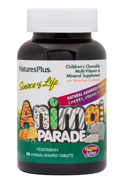 Image of Source of Life Animal - Parade Children&apos;s Chewable - Natural Assorted Flavors (90 Chewable Tablets) - Nature&apos;s Plus 0097467299801