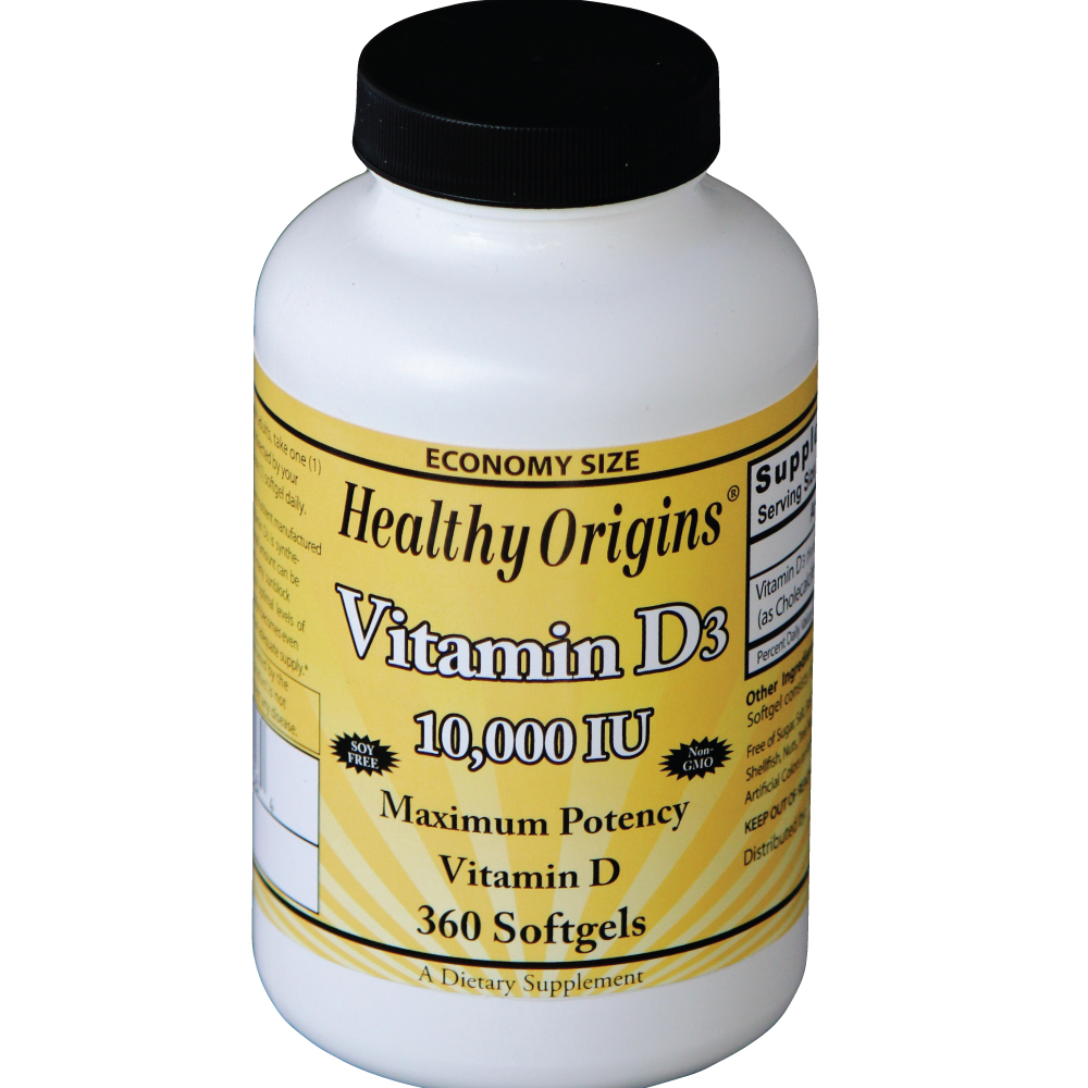 healthy origins vitamina d3, 10.000 iu, 360 capsule alle , ,