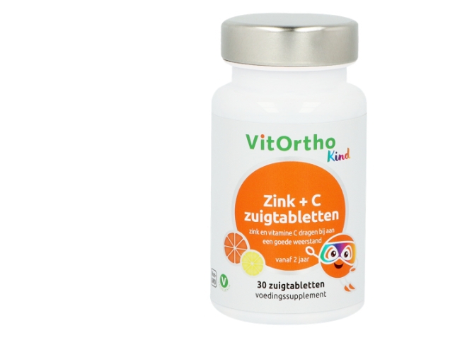 Image of Zink + C zuigtabletten (Kind) 30 zuigtabs - VitOrtho 8717056141299